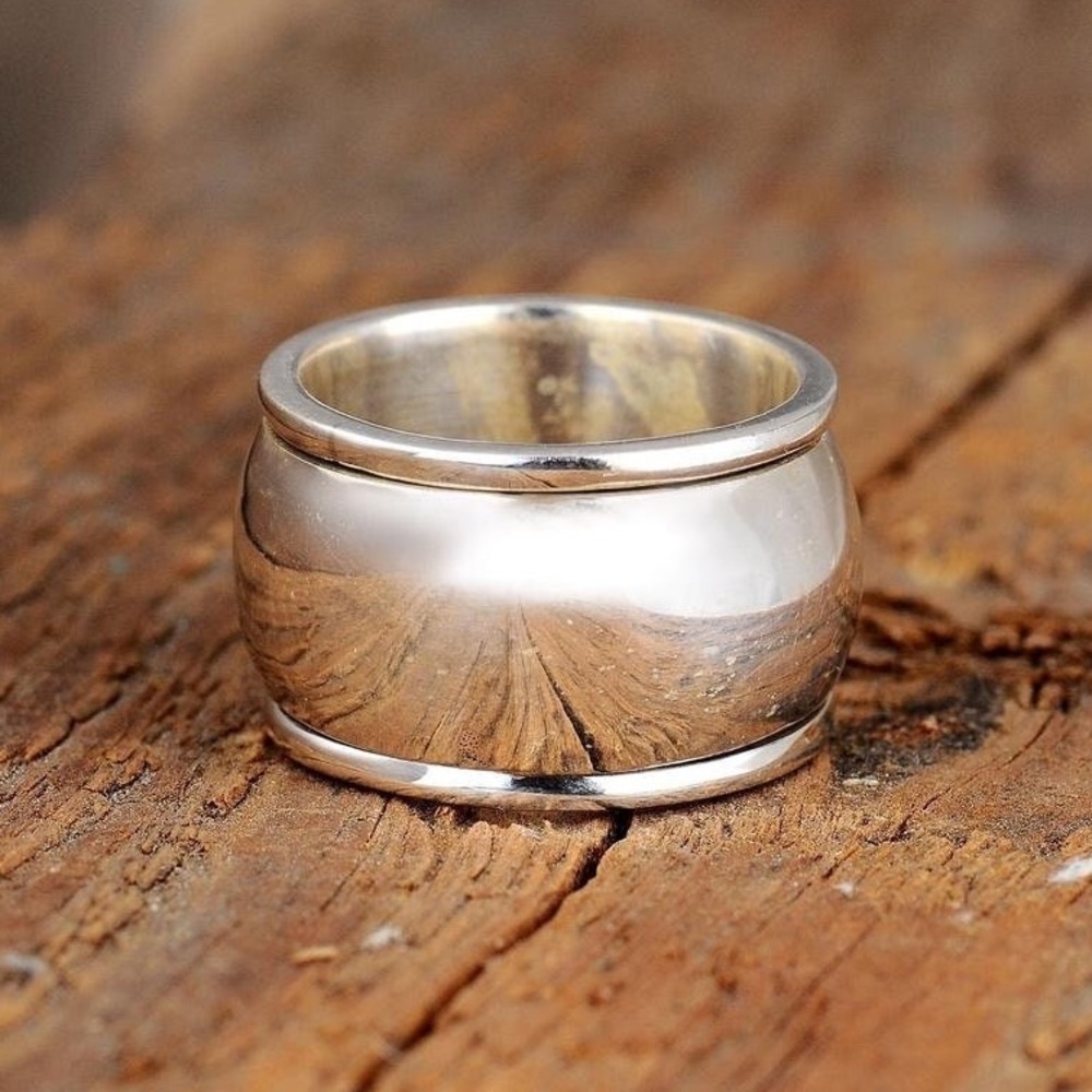 New Wide Band Smooth Polish Silver Gold Copper Band Ring /Chunky Cigar Band Ring